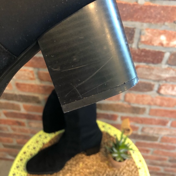 ZARA LONG ELASTIC BLOCK HIGH HEEL BOOTS - Picture 8 of 11